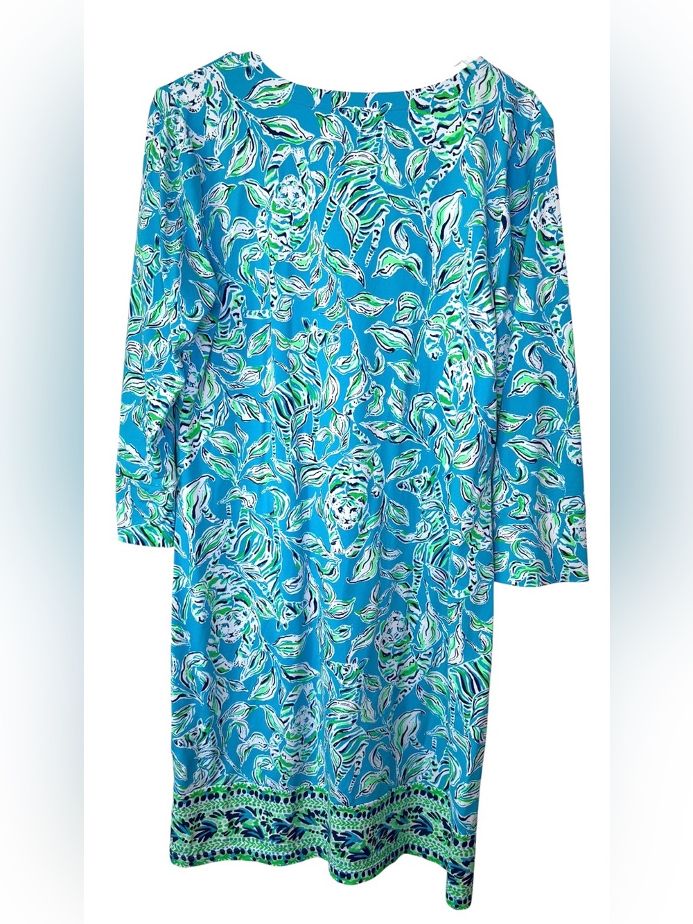 Lilly Pulitzer Nadine UPF 50+ Blue Ibiza Open Water Dress Mosaic Large Preppy - Picture 2 of 5